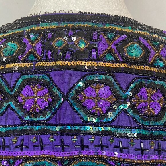 Niteline By Della Roufogati Silk and Sequin Jacket Sz S - Picture 12 of 13